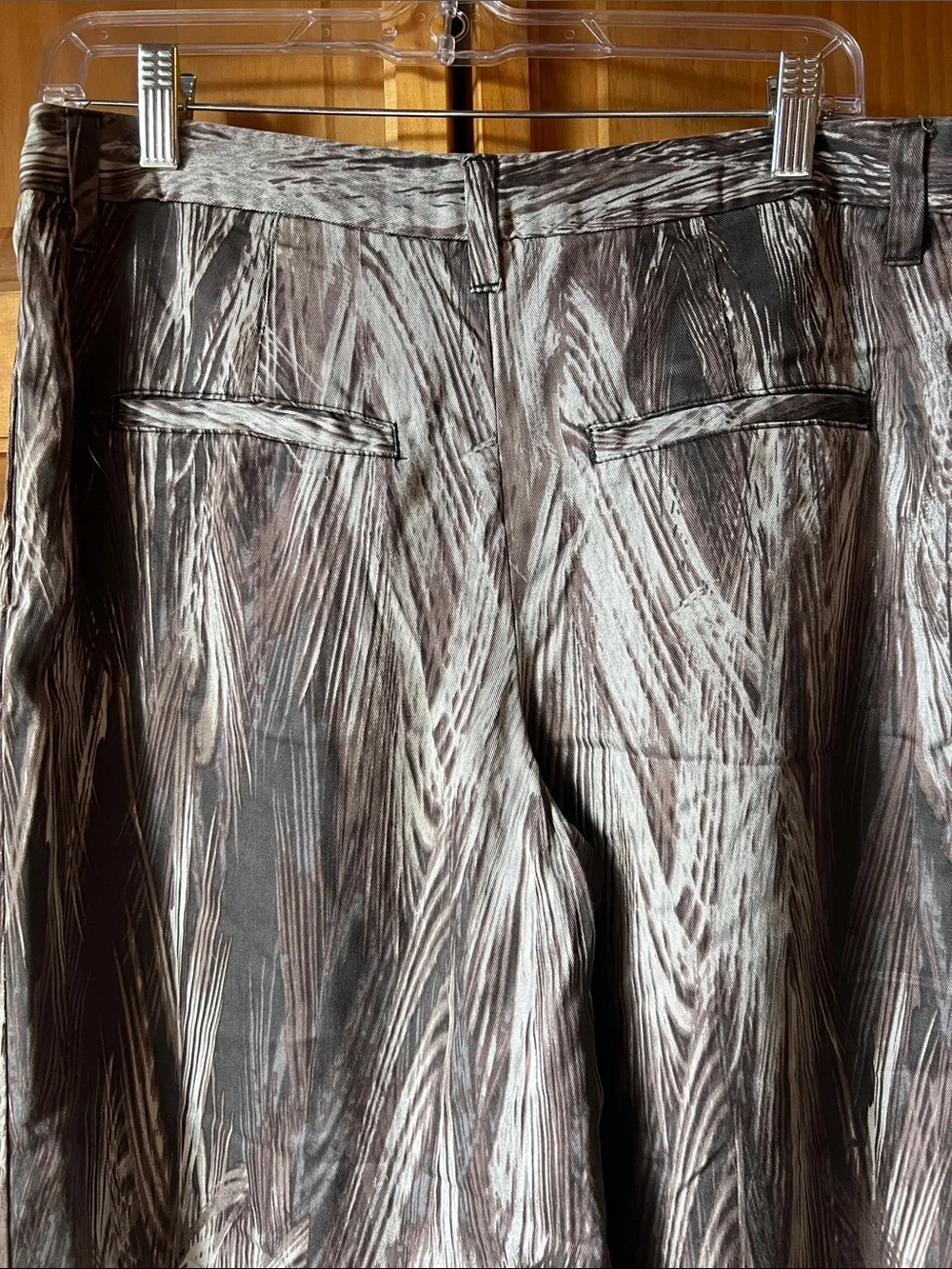 Free People Women's Wide Leg Pants in Black and Silver Abstract
